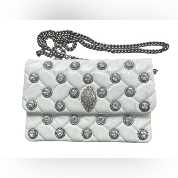 Kurt Geiger Handbags - Kurt Geiger Kensington Studded Crystal, White Quilted Chain Convertible Bag RARE